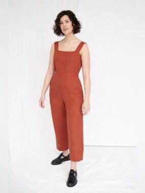 Linenfox Naomi Linen Jumpsuit in Terracotta